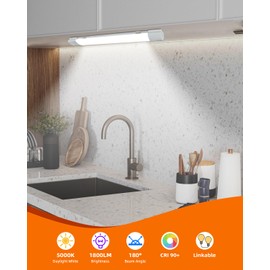 Akpuzd 5000K LED Ceiling Light Fixture with Plug, 1.4 FT Under Cabinet Lighting, 16W Linkable Led Light Bar for Kitchen Bathroom Garage Corridor Office Overhead Lighting, 1 Pack