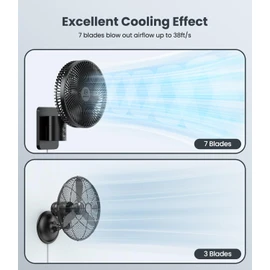 LEMOISTAR 8 Inch Small Wall Mounted RV Fan with Remote Control, 90° Oscillating, 4 Speeds, 4 Timer, Adjustable Tilt, 70 Inch Cord, Quiet, for Corner Bedroom Home Office Garage