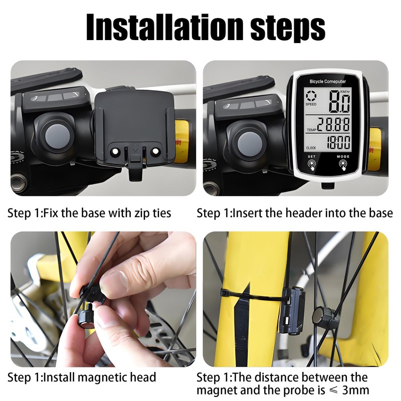 Bike Computer, Universal 19 Functions IP54 Waterproof Bicycle Speedometer Odometer,