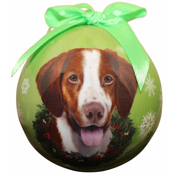 "Brittany Spaniel Christmas Ornament" Shatter Proof Ball