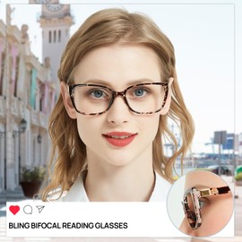 WEMOOTANTS Large Bifocal Reading Glasses for Women 1.0 Tortoise Bi focal Readers Trendy Designer 1.00 1.25 1.50 1.75 2.00 2.25 2.50 2.75 3.00 3.50