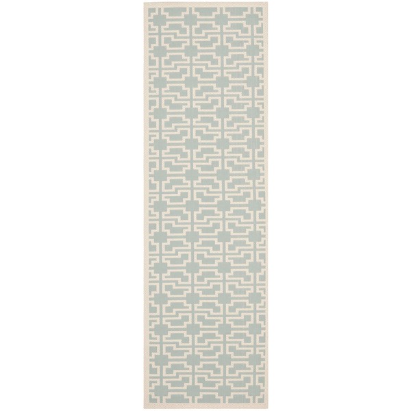 Safavieh Courtyard Collection CY6015-223 Aqua and Beige Indoor/ Outdoor Area