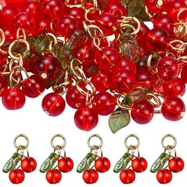 LEGENTLISUR 40Pcs Cherry Charms Pendants 3D Acrylic Charms with Loop Red Fruit Resin Charms for Necklace Bracelets Earrings Jewelry Making or DIY Crafts