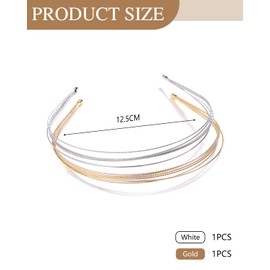 KGDUYC 2pcs Multilayer Metal Headbands for Women, Fashionable Thin Headband, Layered Headband Women's Elegant Hair Bands, Headwear, Hair Accessories, Gold/Silver