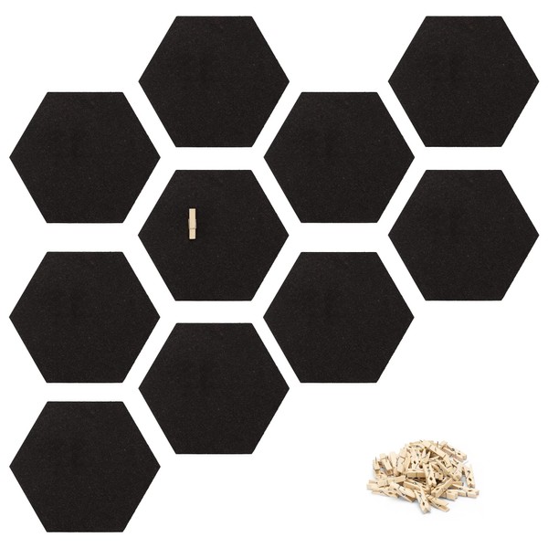 Navaris Hexagon Cork Board Tiles - Set of 10 100%
