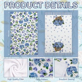 zukmvuh Spring Kitchen Towels, Hydrangea Gifts for Women, Hydrangea Decor Seasonal Blue Kitchen Dish Hand Towels, 18x26 Inch Hydrangea Kitchen Towels Decorative Set of 2