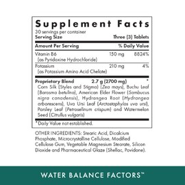 MICHAEL'S Health Naturopathic Programs Water Balance Factors - 90 Vegetarian Tablets - Helps Balance Fluid Levels - with Potassium & Vitamin B6 - Gluten Free, Kosher - 30 Servings