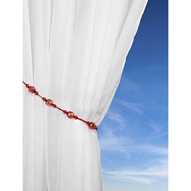 Twinkle Crystal Tie Backs, Tie Back Pairs, Beaded Rope Curtain Voile Hold Backs, (Topaz)