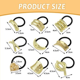 FFWTPY 9 Pcs Hair Accessories Gold Hair Accessories für Women Hair Ponytails Accessoires Blac Braids Fashion Golden für Frauen und Mädchen Dickes Dünnes Lockiges
