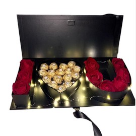 I LOVE YOU Gift Box with Eternal Roses and Chocolates - Heartfelt Celebration for Your Loved One