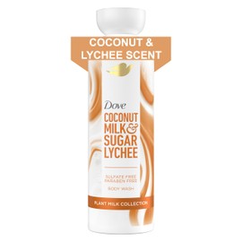 Dove Plant Milk Cleansing Body Wash Coconut & Lychee for Moisturized Skin Gentle Cleanser, No Sulfate Cleansers or Parabens, 98% Biodegradable 17.5 fl oz