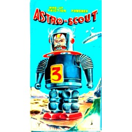 Astro Scout Robot Space Frictrion Powered Toy on Fridge Magnet Vintage
