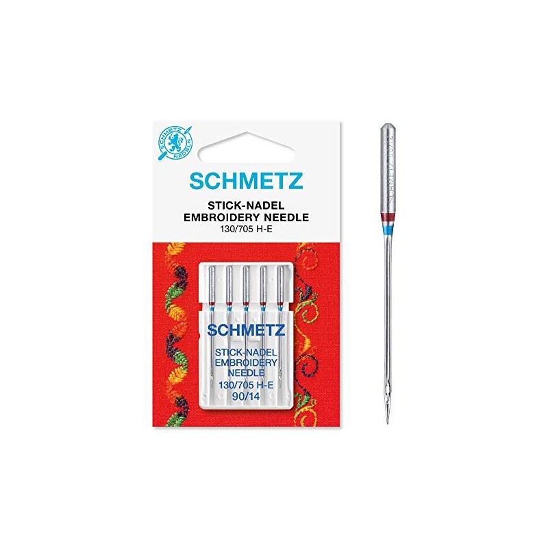 Schmetz 130-705E-90 Needle, Metal, Silver, 90-14 Size, 5