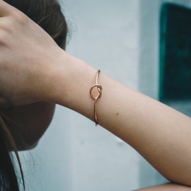 Philip Jones Rose Gold Plated Love Knot Cuff Bangle