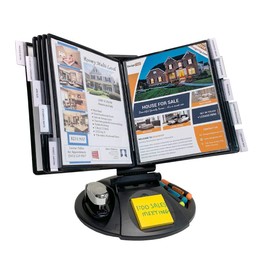 Ultimate Office AdjustaView 10-Pocket Desk Reference Organizer with Supplies Storage Base and EZ-Load Pockets to Hold 20 Sheets of Paper, Includes Fast Find Indexing Tabs, Black Pockets