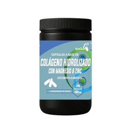 IsaaQuim Colágeno Hidrolizado con Vitaminas, Citrato de Magnesio, Zinc y Selenio | 1 Frasco con 200 Cápsulas de 500 mg | 66 Porciones de 3 Cápsulas | Por Porción: 100 mg Magnesio, 60 mg Vitamina C, 10 mg Zinc,