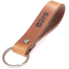 ELBERCRAFT® Leather Key Fob Organiser for Your Key Bag Keychain Made in Germany Brown Engraving Gold Black, Office