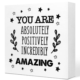 You are Absolutely Positively Incredibly Amazing Wooden Sign Desk Decor,Inspirational Positive Wood Block Sign Desk Decorations for Home Women Girl Room Office Desk Shelf Table Decor