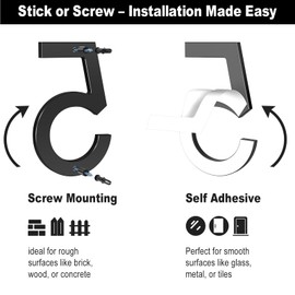 LUCK HOUSE 6 Inch Modern House Letters for Outside, Black Floating Home Address Letters for House, Easy Installation with Self Adhesive or Screws (B)