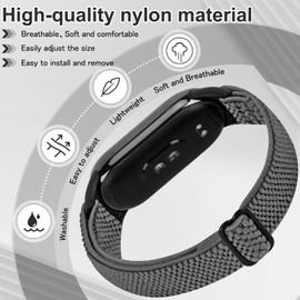 Elastic Band For Xiaomi Smart Band 9/8, Lightweight Solo Loop Nylon Sport Replacement Wriststrap for Women Men