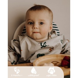 Bubba Bear Baby Bib with Sleeves, Long Sleeve Toddler Feeding Apron Bibs for Eating & Lead Weaning, Mess Proof Full Sleeved
