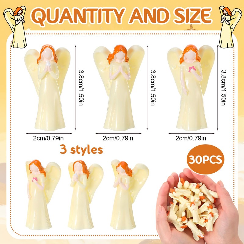 GGSTDDUP 30 Pcs Mini Guardian Angel Figurines Small Tiny Resin