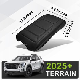 Muslogy Muslogy Center Console Armrest Cover Compatible with GMC Terrain 2025 2026 Comfort Armrest Pad Arm Rest Cushion Vegan Leather Protector Regular Thick