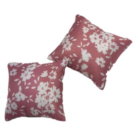 Melody Jane Dolls House Cushions Pink & White Floral Square Scatter Pillow 1:12 Accessory