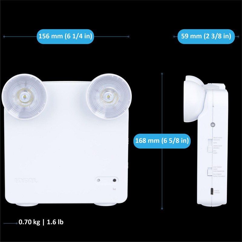 Ideal Security Rechargeable LED Power Failure Light, Adjustable Heads, up