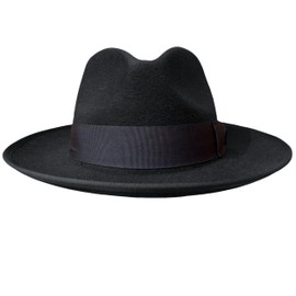 Wool Crushable Fedora Hats for Men Women Black Lightweight Wide Brim Hat (US, Alpha, Large, Black)