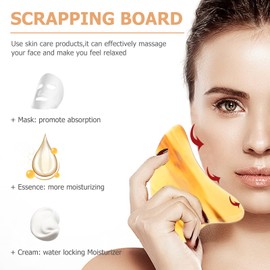 Buffalo Horn Gua Sha Tool: Face Scraper Plate Guasha Massage Tool Deep Tissue Scraper Traditional Chinese Body Neck Eyes Foot Relaxing Yellow