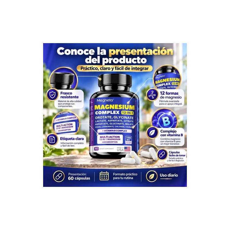 Complejo Magnesio 1496 Vitamina Cápsulas Diario