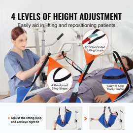 Happybuy Universal Full Body Patient Lift Sling - Medium, Medical Patient Transfer Sling for Easy Transfer and Bathing, Polyester Aid Sling for Elderly, Disabled, Bedridden, 600LBS Capacity