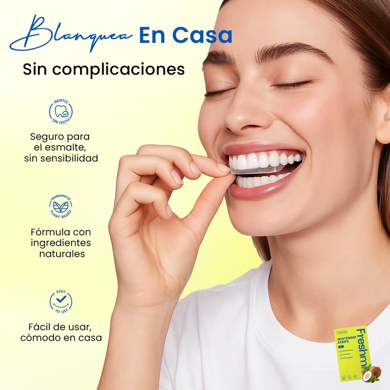 Freshmile Tiras Blanqueadoras Dentales 7 Pares, Blanqueamiento Efectivo, Dientes Blancos,