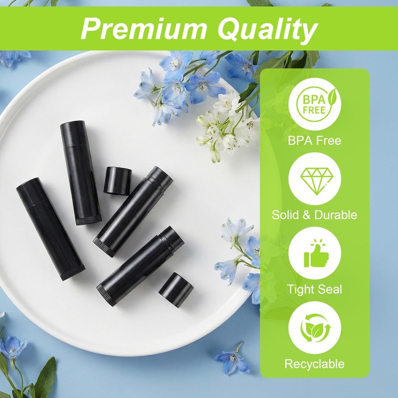 100 Pack 5ml Black and Green Lip Balm Containers with
