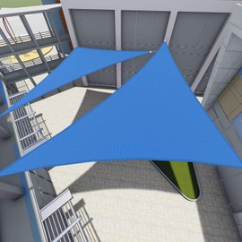 TANG by Sunshades Depot Sun Shade Sail 21x25x33' Feet Triangle Canopy, Fabric Permeable Pergolas Top Cover, for Outdoor Patio Lawn Garden Backyard Awning, Blue with Hardware Kit