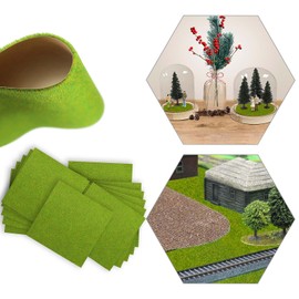 12PCS Artificial Model Grass Mat Trains Grass Green 17x17cm or 6.69‘’x6.69'' for Decoration Craft Scenery Model DIY (Grass Green)