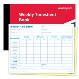 Weekly Employee Time Sheet Pad, Duplicate, A5 2-Part Carbonless Paper (69783)