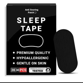Mouth Tape (30 Pack) Black Soft Grade Fabric, Strong Hypoallergenic Adhesive, One Month Supply, 100% Cotton