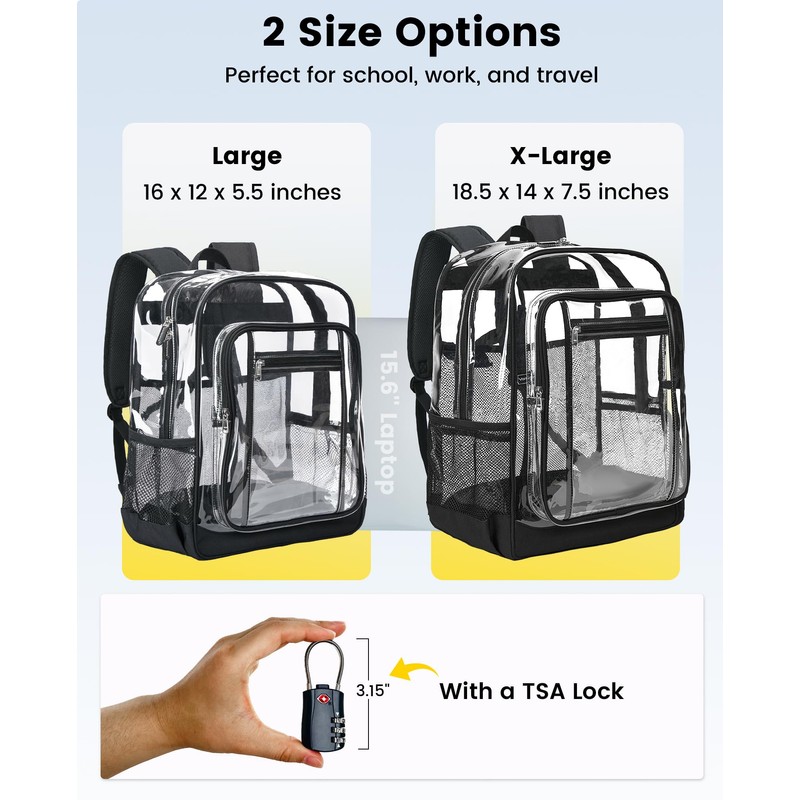 Vorspack Clear Backpack Heavy Duty - Extra Large Clear Backpacks