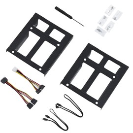 ELUTENG 2.5" 3.5" Conversion Mounter for SSD/HDD Conversion Bracket 2-Unit Installation Mount Metal Screw Set with 2x SATA Data Cables and 2x Power Cables 2.5 3.5 Conversion Mounter