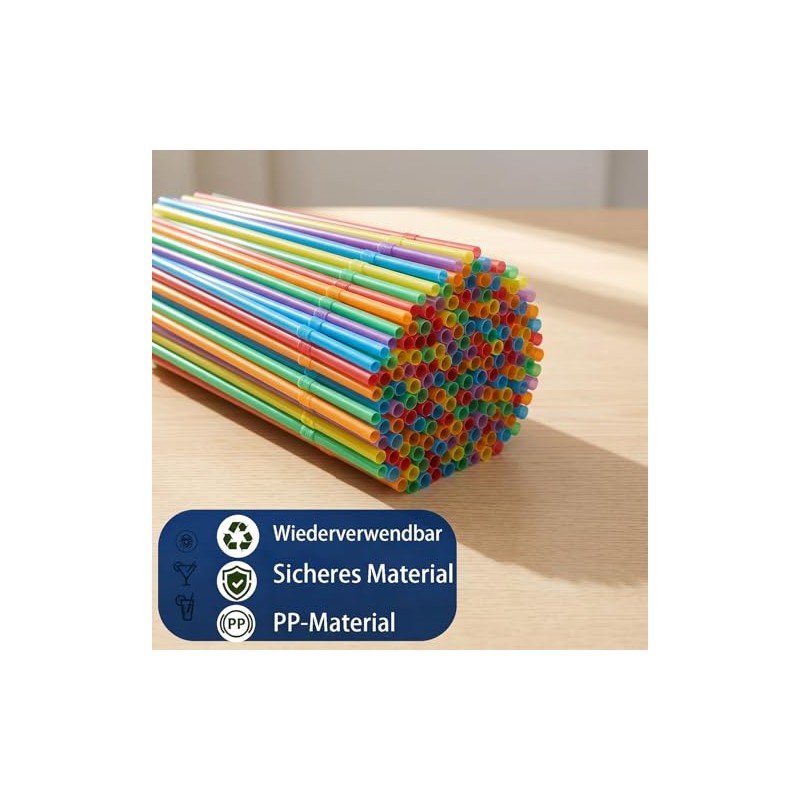 Pack of 100 Reusable Bendable Straws