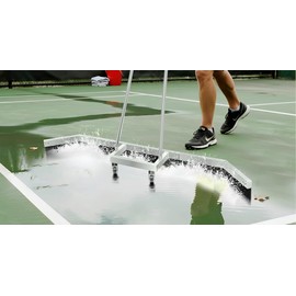 RTYIVPG Professional Tennis Court Water Squeegee, Silver Aluminum Frame with Rolling Wheels, 36-Inch Width, Sports Court Maintenance Tool