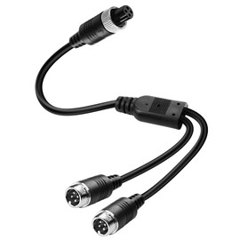 MEIRIYFA Car Video M12 4Pin Aviation Extension Cable Adapter 1 Female to 2 Male Aviation Y Splitter Converter Wire for CCTV Rearview Camera Car Truck Vehicle Backup Monitor-40CM