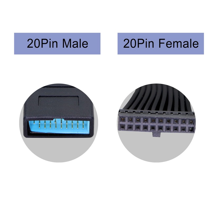 GINTOOYUN USB 3.0 Header Extension Cable,USB 3.0 19/20 Pin Male
