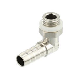 Motoforti Universal Car 90 Degree Brass Fitting Hose Adapter, Hose Fitting, 8mm 5/16" Barb to Male Metric M12x1.25, Durable, Brass, Silver Tone