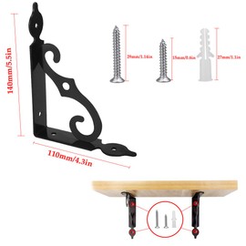 TANCUDER 4 PCS Wall Brackets for Shelves 140*110mm Heavy Duty Shelf Brackets Triangle Floating Shelves Tripod L Shape Support Brackets Joint Right Angle Corner Brace with Matching Screw and Anchors