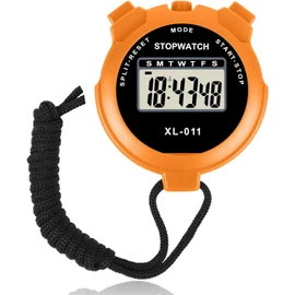 Digital Sports Stopwatch, Multi-Function Digital Sports Stopwatch Large Display, Single Lap/Split Memory Waterproof Stopwatch with12/24 Hour, Clock Alarm for Training Sports Swimming Running (Orange)