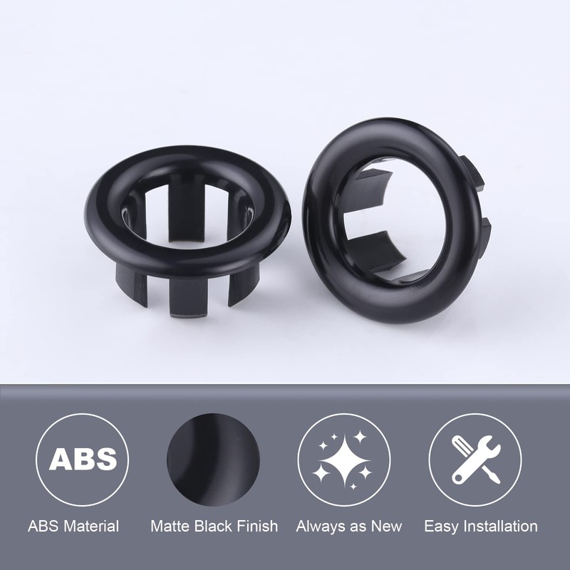 ARCORA 2 Pack Sink Overflow Ring Matte Black Bathroom Kitchen