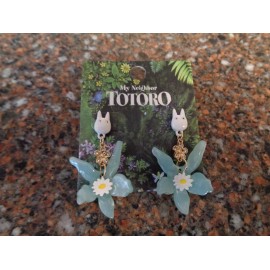 Studio Ghibli My Neighbor Totoro Blue Flower Dangle Drop Earrings Statement Studio Ghibli New